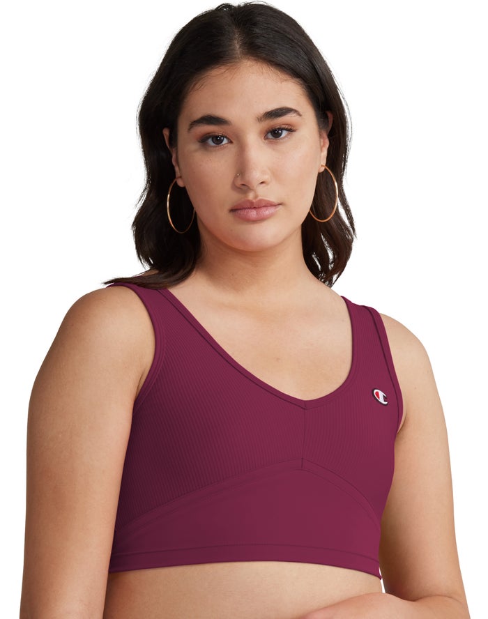 Champion Ribbed Cropped Tanktop Dames - DonkerPaars - Belgie 5460BMCIN